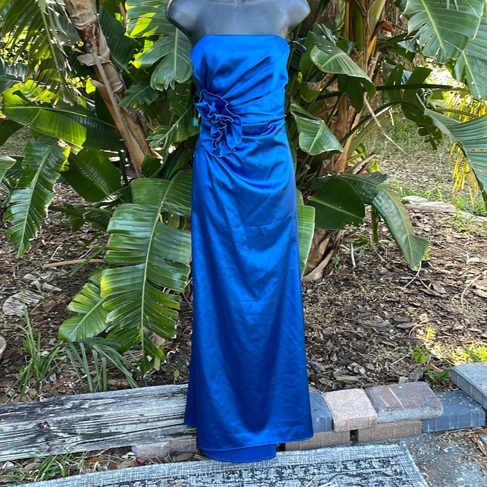 Vintage Jessica McClintock strapless satin dress with giant rosette
